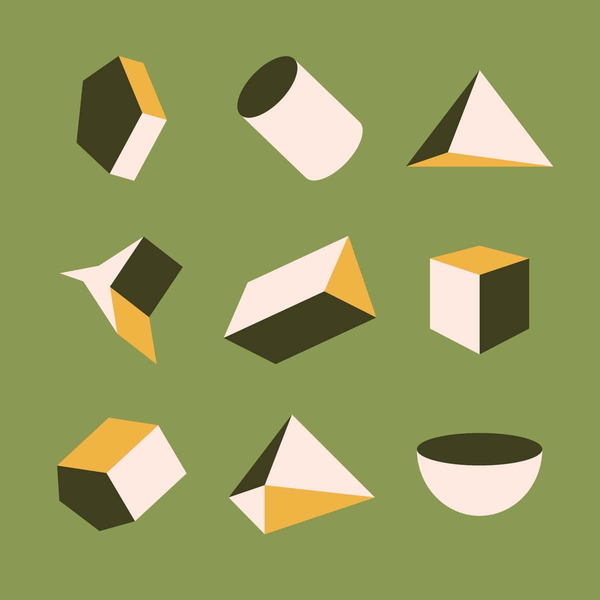 un ensemble de formes géométriques classiques des mathématiques