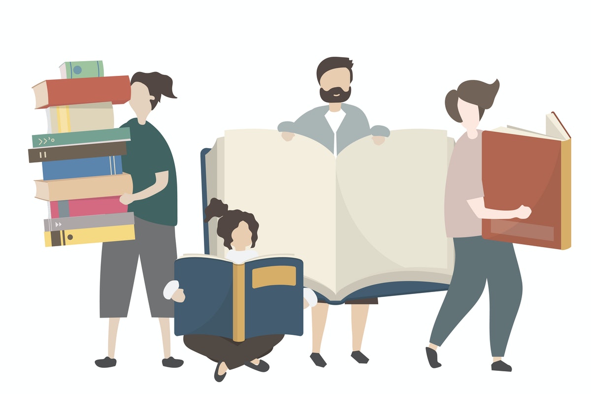 des personnes avec des livres dans les mains
