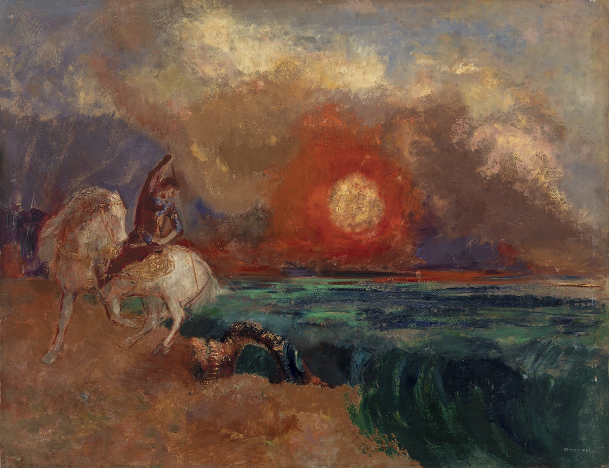 tableau historique d'Odilon Redon représentant St Georges tuant le dragon