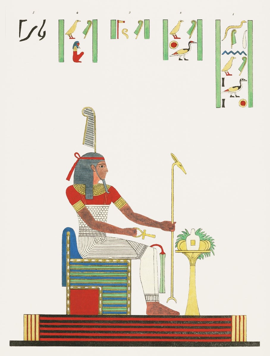 un pharaon avec une inscription en hiéroglyphe