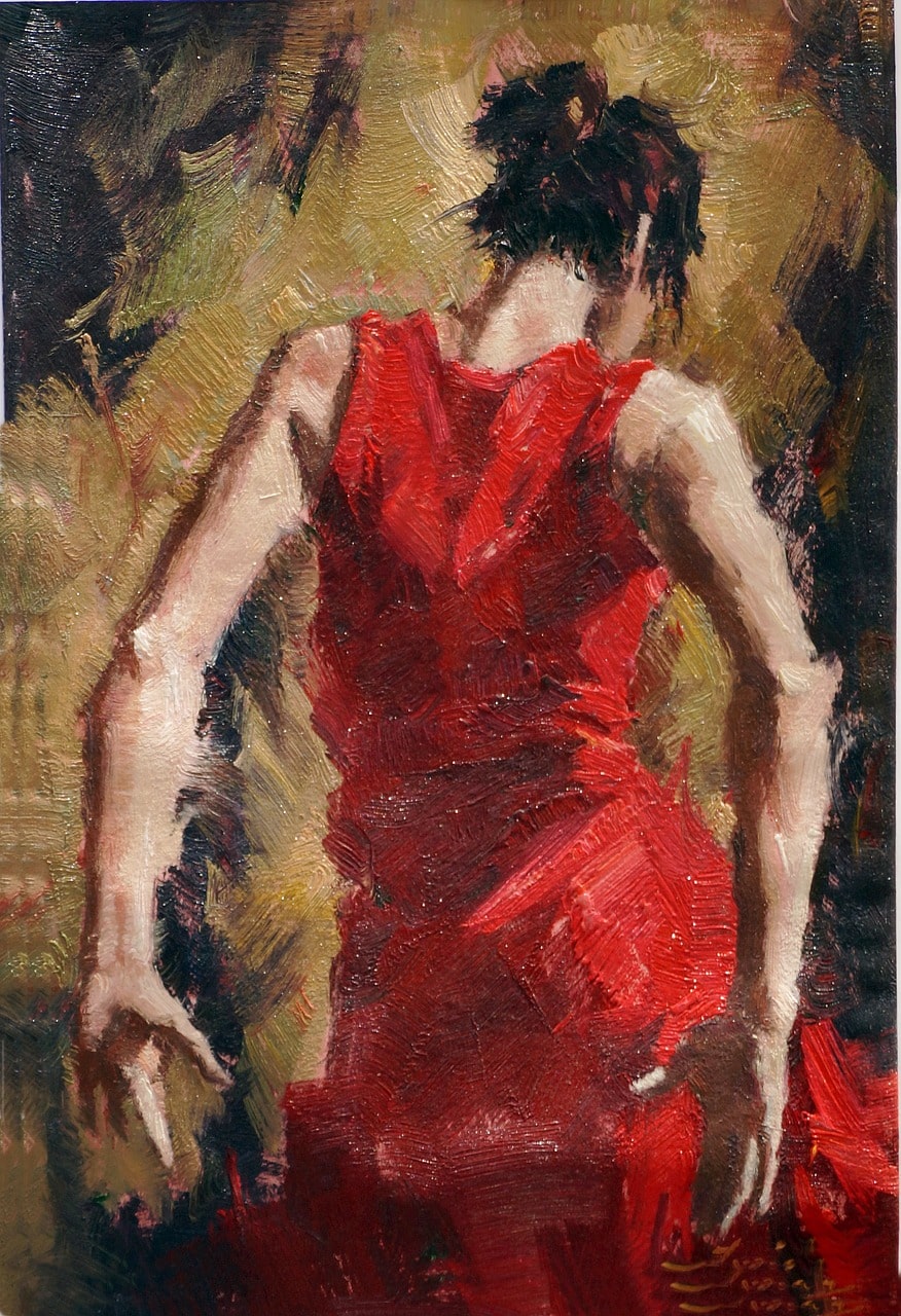 une peinture d'une danseuse espagnole de Flamenco